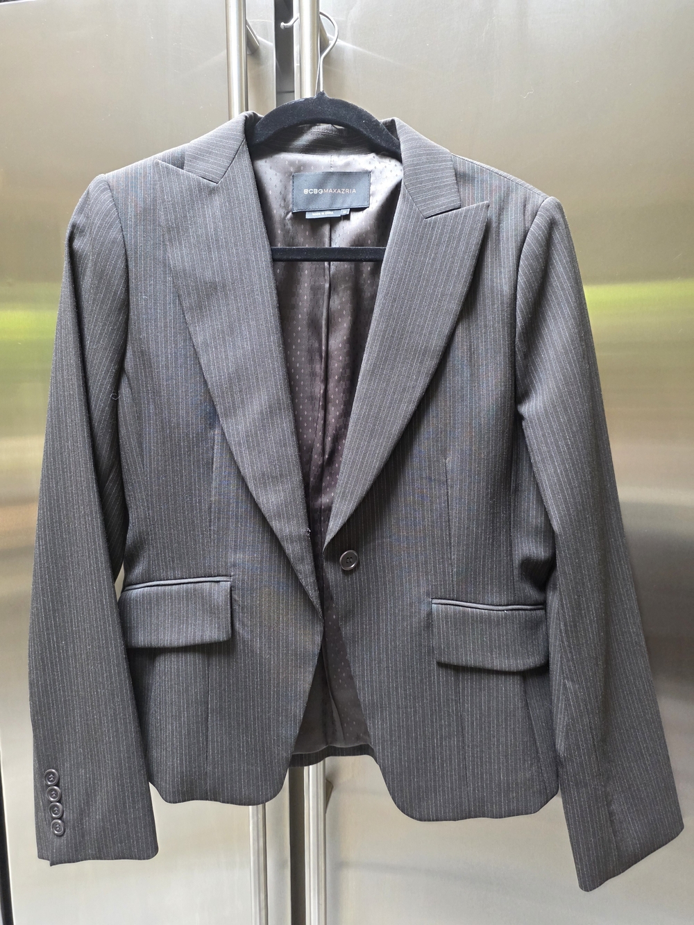 BCBGMaxAzria Women's Charcoal Pinstripe Blazer